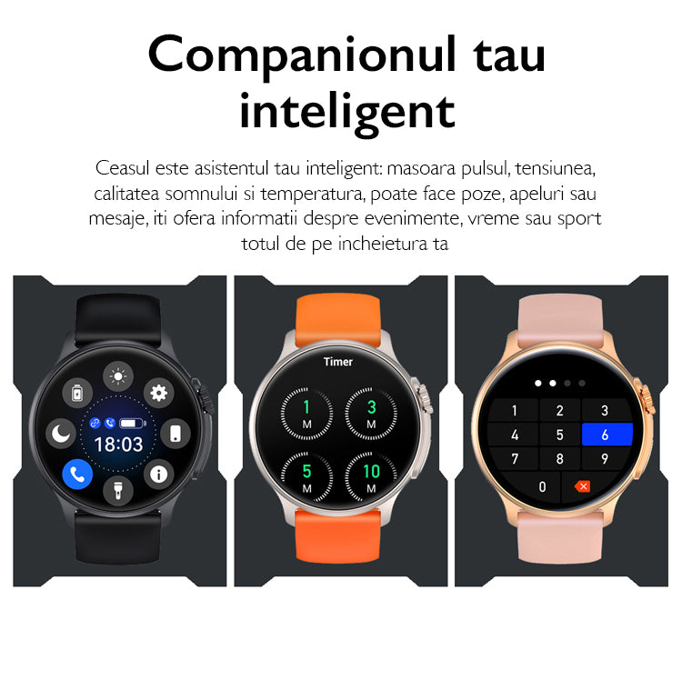 Ceas Smartwatch Femei TechONE K58 Ultra, Auriu Ceas Smartwatch Femei TechONE K58 Ultra, Auriu